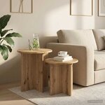 vidaXL Ensemble de tables d'appoint 2 pc Chêne artisanal Ø 45 x 45 cm