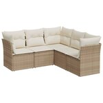 vidaXL Salon de jardin avec coussins 5 Pièces beige résine tressée