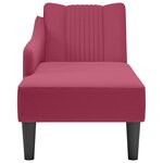 vidaXL Fauteuil long avec accoudoir droit rouge bordeaux velours
