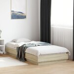 vidaXL Cadre de lit avec lumières LED chêne sonoma 90x200 cm