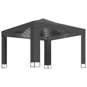 vidaXL Tonnelle avec double toit et lumières LED 3x3 m Anthracite