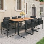 vidaXL Ensemble à manger de jardin 9Pièces PVC résine tressée noir marron