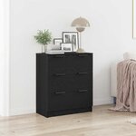 vidaXL Buffet avec tiroir Noir 60 x 30 x 70 cm Bois d'ingénierie