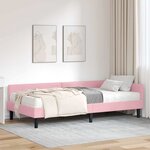 vidaXL Cadre de lit d'angle avec matelas Autre 2 Pièces Gris Velours