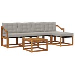 vidaXL Ensemble de canapés d'extérieur 6 pc Naturel et gris clair