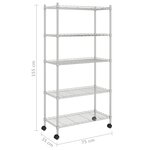 vidaXL Étagère de rangement 5 niveaux roues 75x35x155 cm Chrome 250 kg