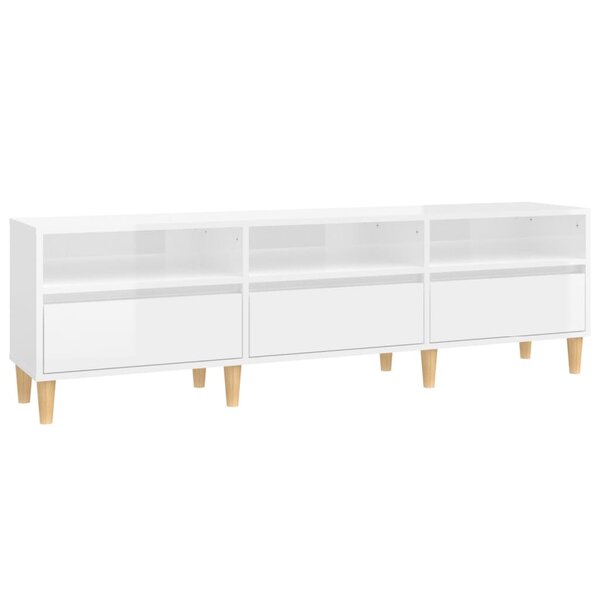 vidaXL Meuble TV blanc brillant 150x30x44 5 cm bois d'ingénierie