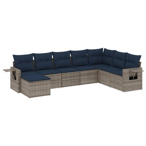 vidaXL Salon de jardin 8 Pièces avec coussins gris résine tressée