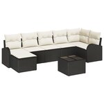 vidaXL Canapé de jardin 7 pièces avec coussins en poly rattan marron