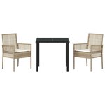 vidaXL Ensemble de salle à manger pour jardin 3 Pièces Beige Poly rotin