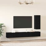 vidaXL Ensemble meuble TV 4 Pièces Chêne noir Bois d'ingénierie