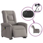 vidaXL Fauteuil inclinable de massage électrique Taupe Tissu