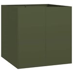 vidaXL Jardinière vert olive 80x80x80 cm acier