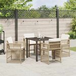 vidaXL Ensemble de salle à manger pour jardin 5 Pièces Beige polyrotin