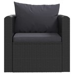 vidaXL Salon de jardin 7 Pièces avec coussins Résine tressée Noir