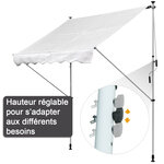 Store banne manuel rétractable 2L x 1 5l x 1 7-2 8H m inclinaison réglable installation rapide métal alu polyester blanc