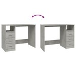 vidaXL Bureau avec tiroirs Gris béton 102x50x76 cm Bois d'ingénierie
