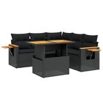 vidaXL Salon de jardin 6 Pièces avec coussins noir résine tressée