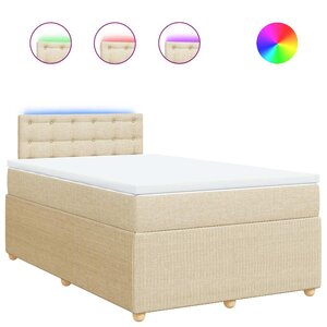 vidaXL Sommier à lattes de lit avec matelas Crème 120x200 cm Tissu