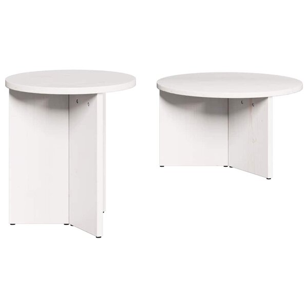 vidaXL Table basse 2 Pièces Blanc Bois de pin massif