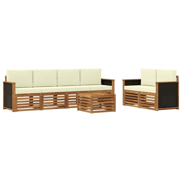vidaXL Ensemble de canapés d'extérieur 7 Pièces Naturel et Crème