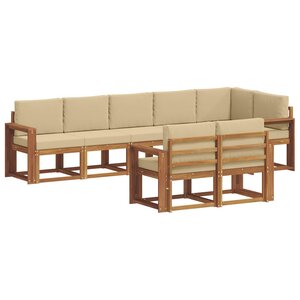 vidaXL Ensemble de canapés d'extérieur 8 pc Naturel et Beige