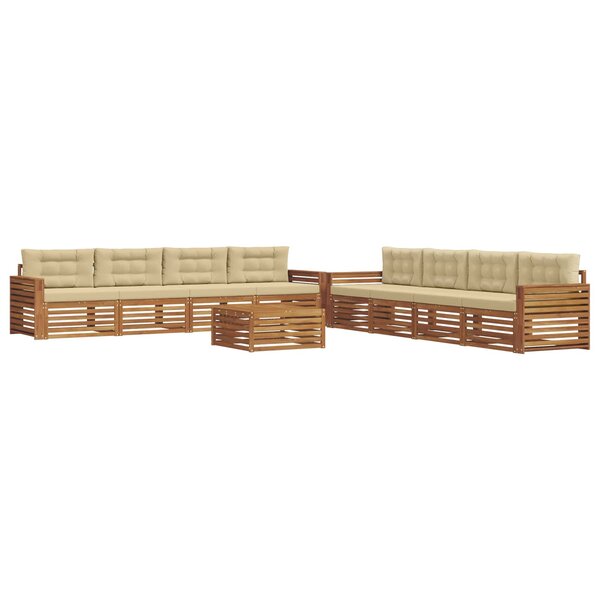 vidaXL Ensemble de canapés d'extérieur 9 pc Naturel et Beige