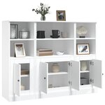 vidaXL Buffets 3 Pièces blanc brillant bois d'ingénierie