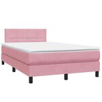vidaXL Sommier à lattes de lit avec matelas et LED rose 120x210 cm velours