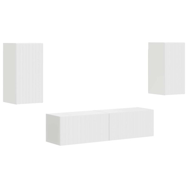 vidaXL Ensemble meuble TV 4 Pièces Blanc Bois d'ingénierie
