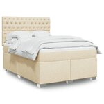 vidaXL Sommier à lattes de lit avec matelas Crème 140x190 cm Tissu