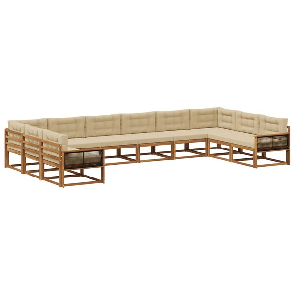 vidaXL Ensemble de canapés d'extérieur 10 Pièces Naturel et Beige