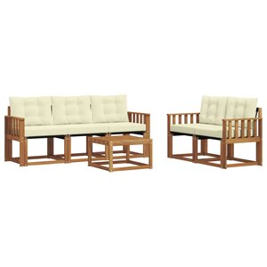 vidaXL Ensemble de canapés d'extérieur 6 pc Naturel et Crème