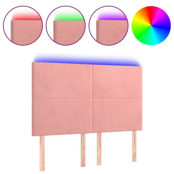 vidaXL Tête de lit à LED Rose 144x5x118/128 cm Velours