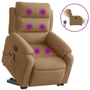 vidaXL Fauteuil inclinable de massage électrique marron velours