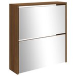 vidaXL Armoire à chaussures miroir à 2 niveaux Chêne marron 63x17x67cm