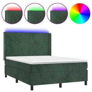 vidaXL Sommier à lattes de lit matelas et LED Vert foncé 140x190 cm