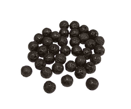Perles pierre de lave ronde 1 cm noir 20 pièces