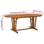 vidaXL Table de jardin 200x100x75 cm Bois d'eucalyptus solide