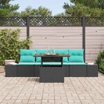 vidaXL Ensemble de canapé de jardin 5 Pièces Noir Poly rotin