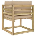 vidaXL Canapés d'angle de jardin 2Pièces et coussins Pin imprégné de vert