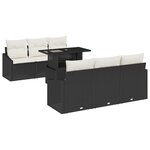 vidaXL Ensemble de canapé de jardin 7 Pièces Noir Poly rotin