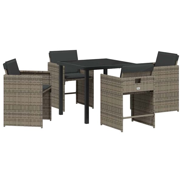 vidaXL Ensemble de salle à manger pour jardin 5 Pièces Gris polyrotin