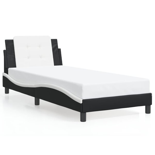 vidaXL Cadre de lit sans matelas Zadar noir et blanc 90x200 cm similicuir
