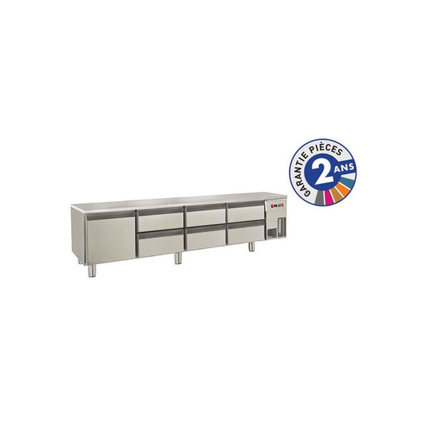 Soubassement réfrigéré 300 l positif - gamme 650 - baron -  - acier inoxydable1pleine x650xmm
