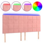 vidaXL Tête de lit à LED Rose 160x5x118/128 cm Velours
