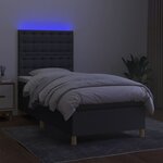 vidaXL Sommier à lattes de lit et matelas et LED Gris foncé 100x200 cm