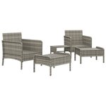 vidaXL Salon de jardin 5 Pièces avec coussins Gris Résine tressée
