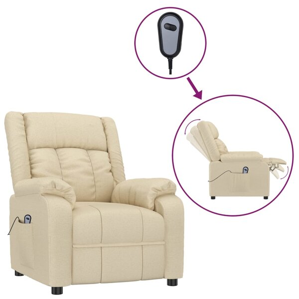 vidaXL Fauteuil inclinable électrique Crème Tissu