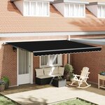 vidaXL Auvent rétractable noir Noir 450 × 300 cm tissu